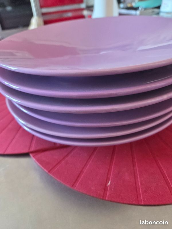 Lot De 6 Assiettes Plates Porcelaine Baita Purple - Ø27cm Micro-ondes Et Lave-vaisselle