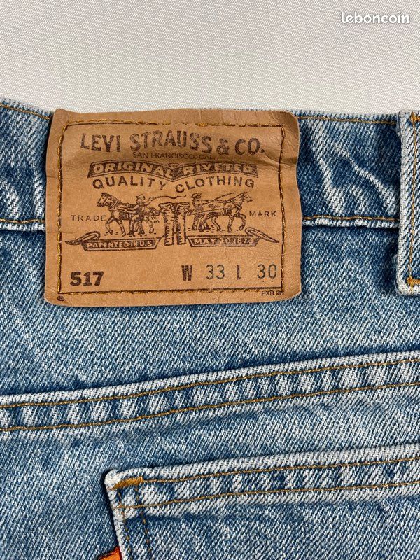 Mini short Levis 517 vintage made in USA orange tab bleu clair 100% coton usine 575 Géorgie taille 40 femme (image 4)