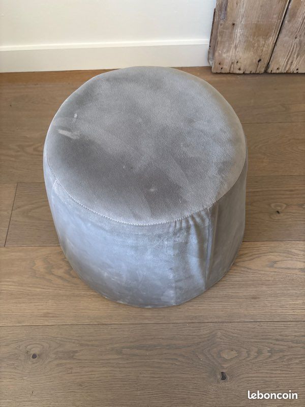 Pouf velours gris (image 2)