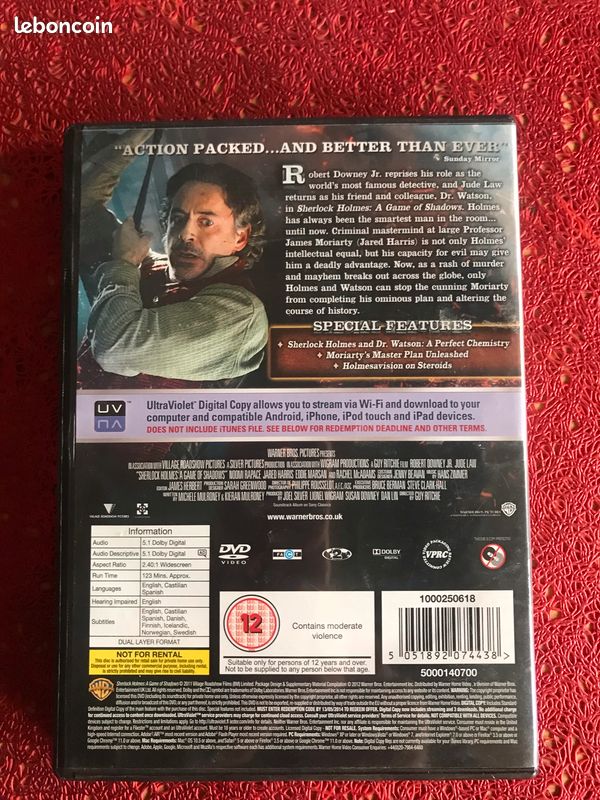 DVD Sherlock Holmes A GAME OF SHADOWS VO (image 1)