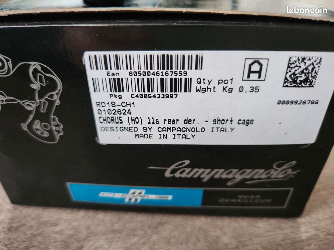Dérailleur Arrière Campagnolo Chorus 10 Vitesses Cage Longue Carbone - NOS Neuf En Boîte - Italie