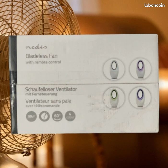 Ventilateur sans pales Nedis 50W Neuf – Télécommande – LED – Oscillant – Silencieux (image 5)