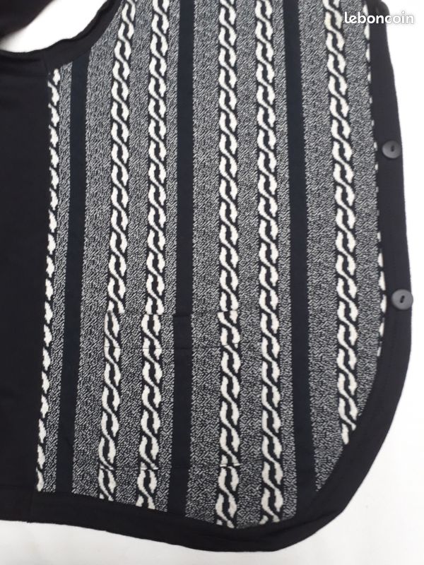 Gilet Pull Sans Manches Longues Chico's Taille 0 Noir Et Blanc - Excellent état