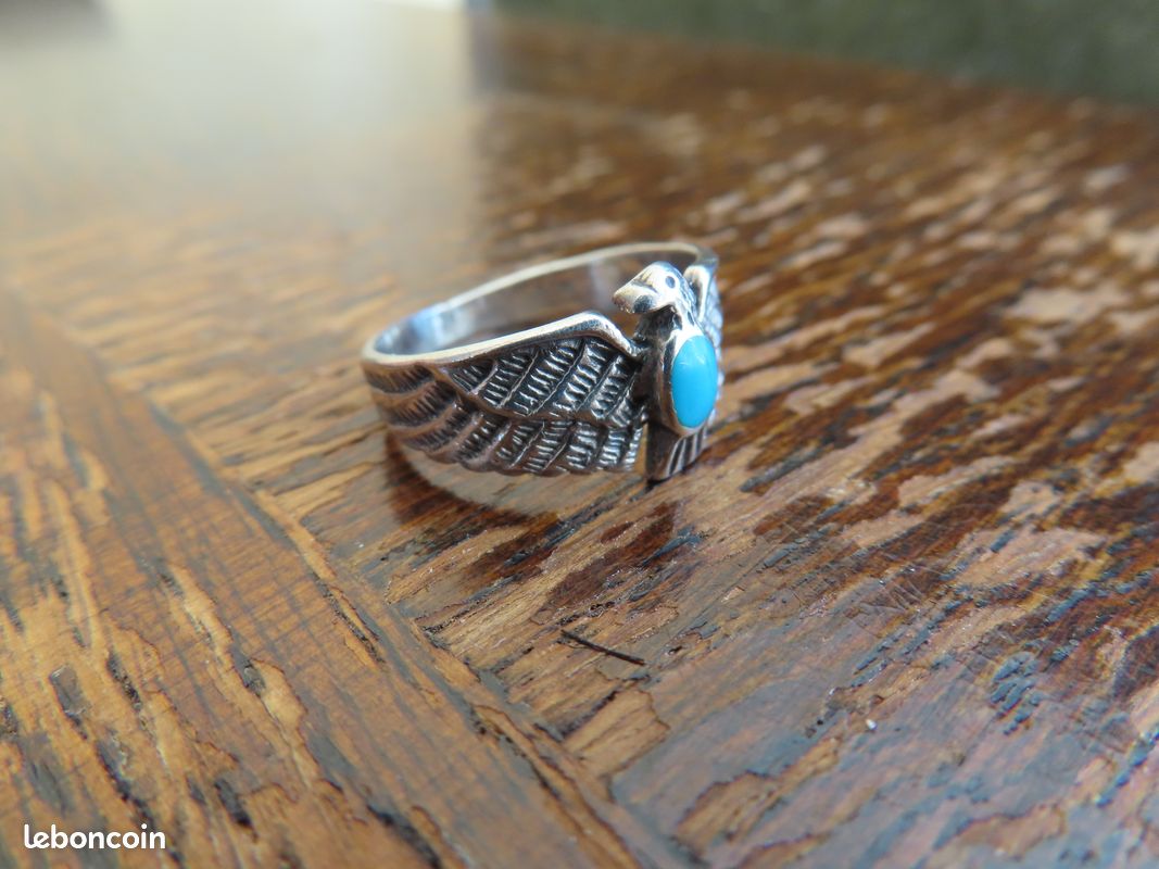 Bague aigle en argent fait à la main pour hommes, bague ajustable pour