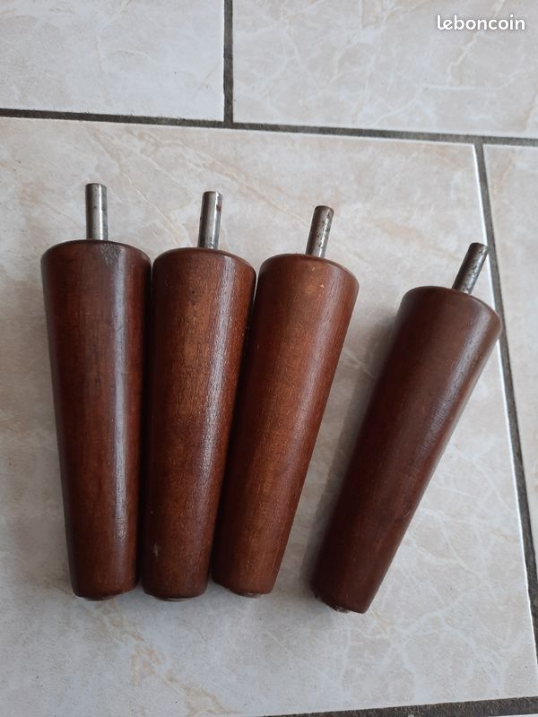 Lot 4 pieds de lit vintage bois 15 cm (image 1)