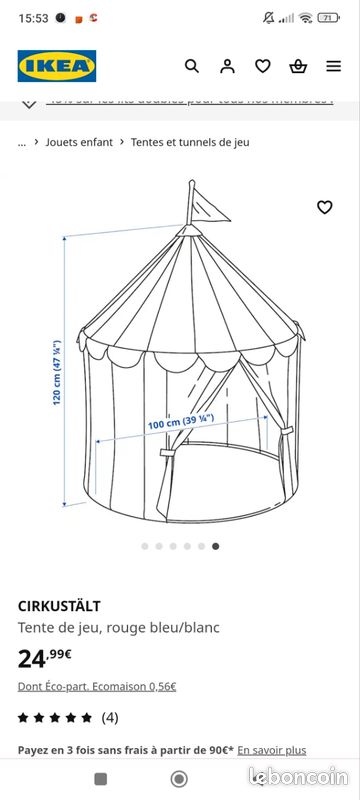 Tente de jeu Ikea cirkustält (image 3)
