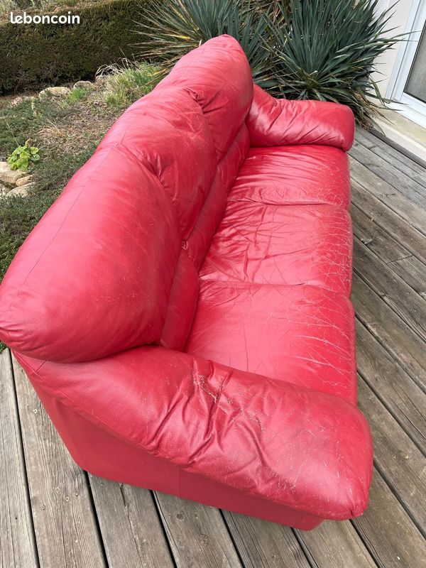 Canapé cuir rouge (image 4)
