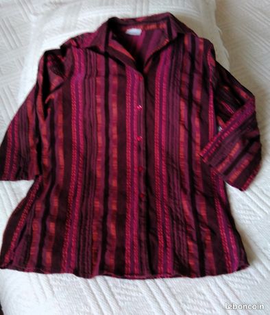 Chemisier satiné col italien - FUSHIA ROS - Grandes tailles - 18.00 Chemisier satiné col italien - FUSHIA ROS - Grandes tailles - 18.00