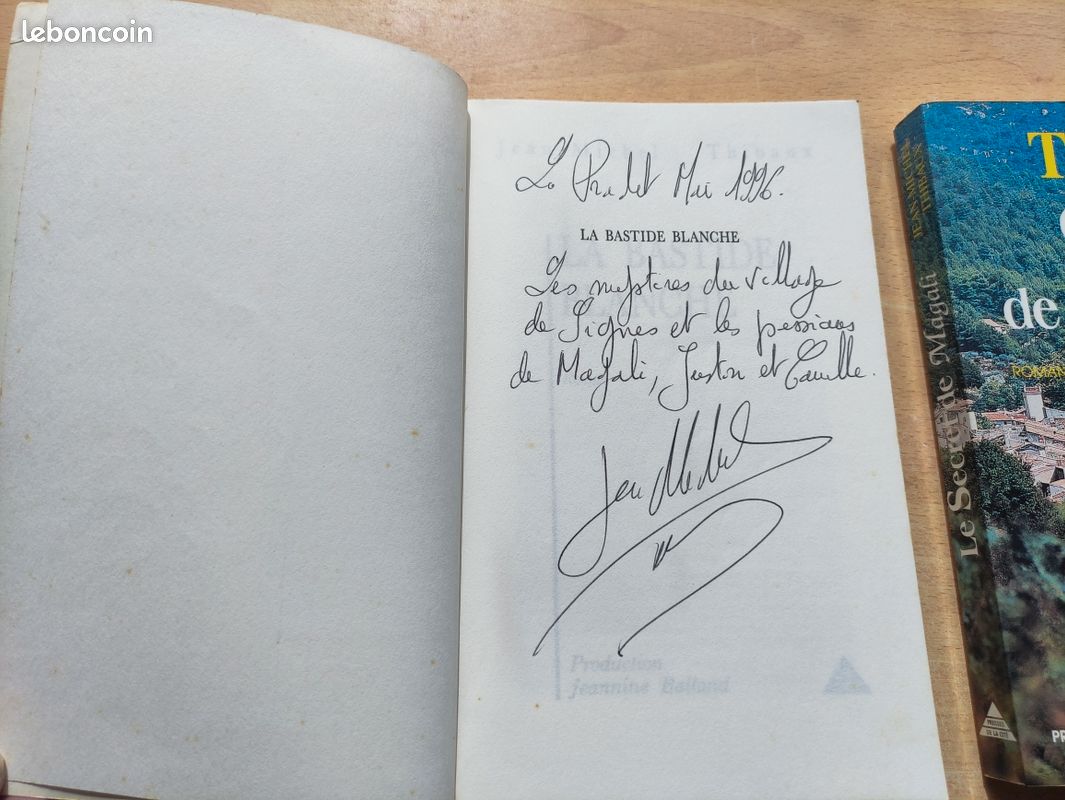 2 * : Livre JEAN MICHEL THIBAUX AUTOGRAPHE DEDICACE 1996 LE PRADET "LA BASTIDE BLANCHE" "LE SECRET DE MAGALIE (image 2)