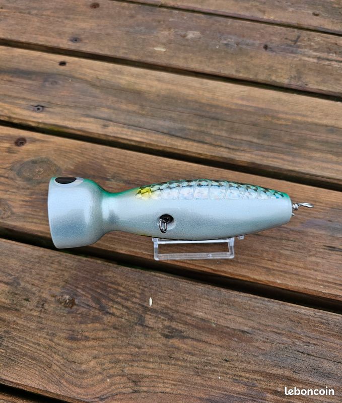 Leurre Popper Surface 12cm 17g - Vert Holo - Pour Pêche Mer Ou Rivière - Neuf