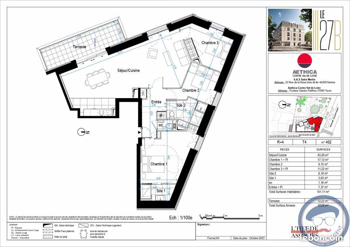 Appartement 5 pièces 101 m² · à Orléans · 101 m² · 634 900 €