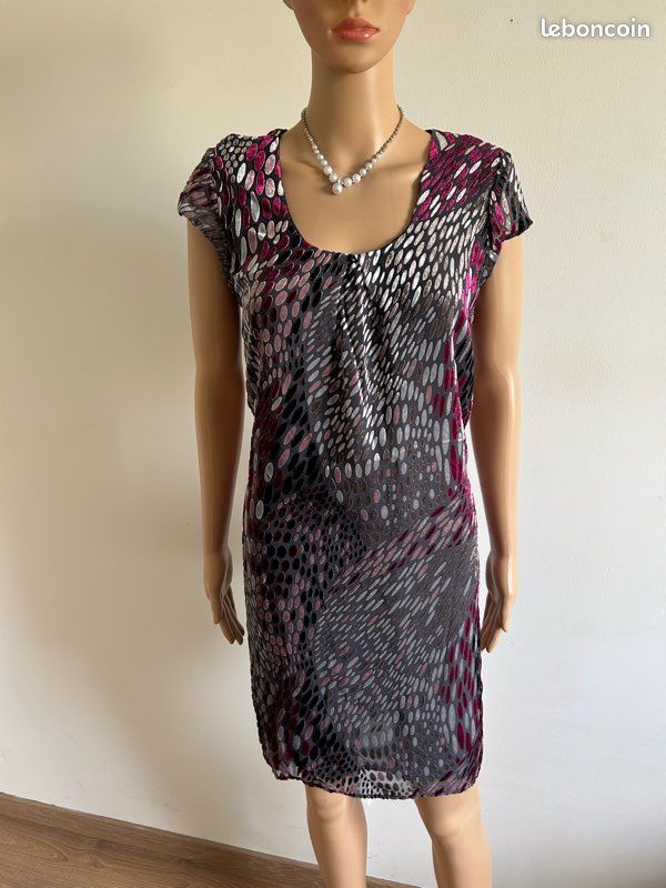 Robe Jacqueline Riu - Taille 38 - Couleur Marron/Noir - Style Évasé Asymétrique - Neuve Sans étiquettes