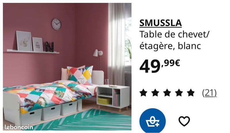 Lit 140/200 + sommier SIMMONS + 2 tables de nuit (image 9)