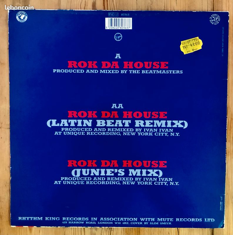 Rok Da House - The Beatmasters feat. The Cookie Crew - vinyle Maxi 45T France 1988 Rhythm King / Virgin (image 3)