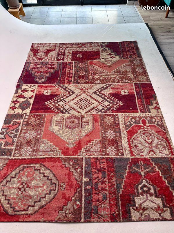 Tapis tissé à plat patchwork rouge (image 3)