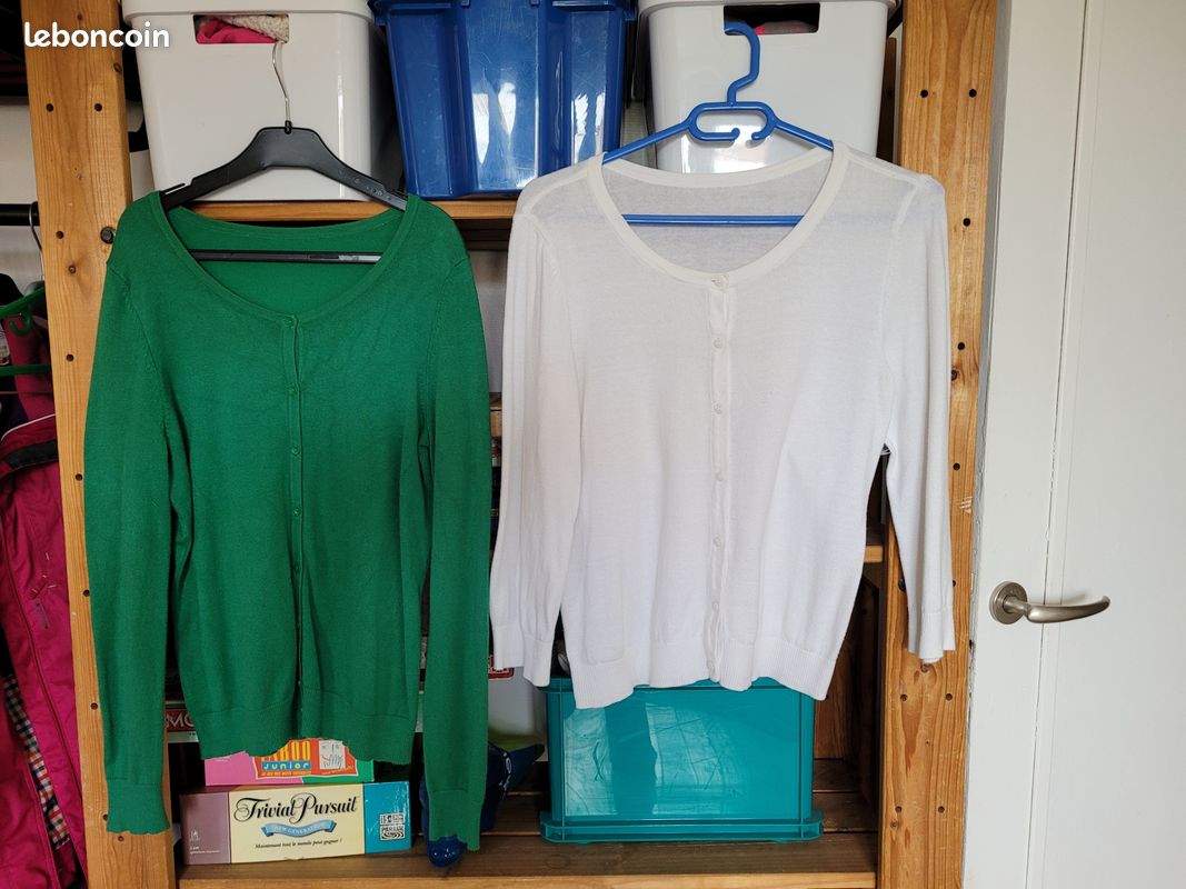 2 gilets ( vert et blanc) T 38 (image 2)