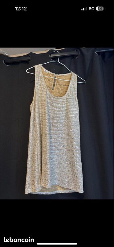Débardeur / Haut Pailleté Doré Or Brillant - Pour Soirée, Fête, Cérémonie - Taille Unique - Occasion Très Bon état