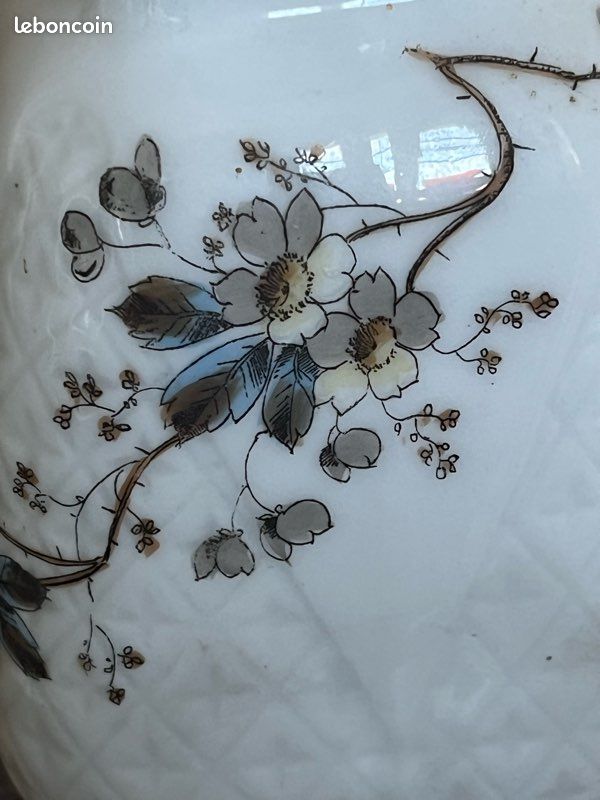 Pot à lait ancien porcelaine de Paris décor d’oiseaux et fleurs polychromes (image 17)