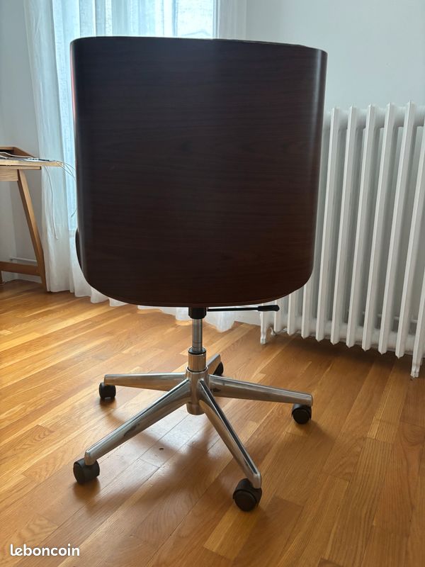 Chaise de bureau Miliboo CURVED, noir et noyer (image 5)