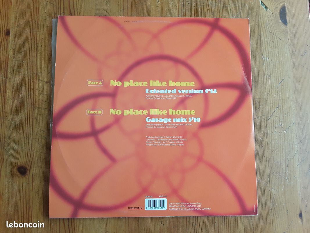 Exess ( electro ) no place like home vinyle maxi 45t original de 1998 (image 4)