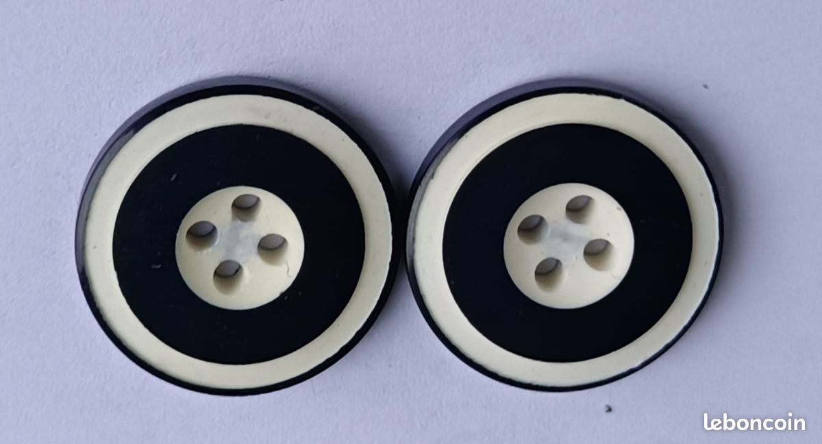 Lot De 6 Boutons Vintage Gris Foncé - Diamètre 1,8 Cm (18mm) - Réf 124 - Occasion - France