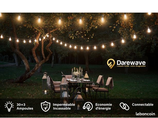 Guirlande Lumineuse LED 55ft - 25 Ampoules G40 - IP44 Extérieur/Intérieur