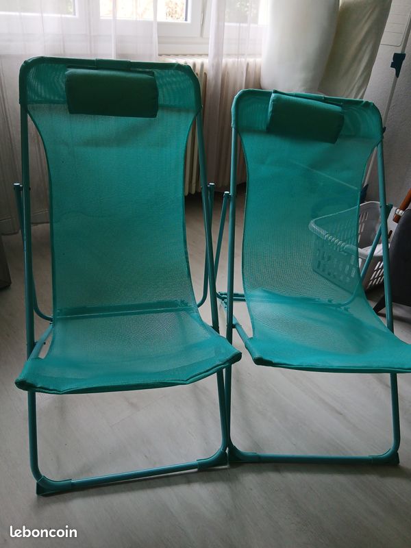 Chaise pliante émeraude de la plage (image 1)