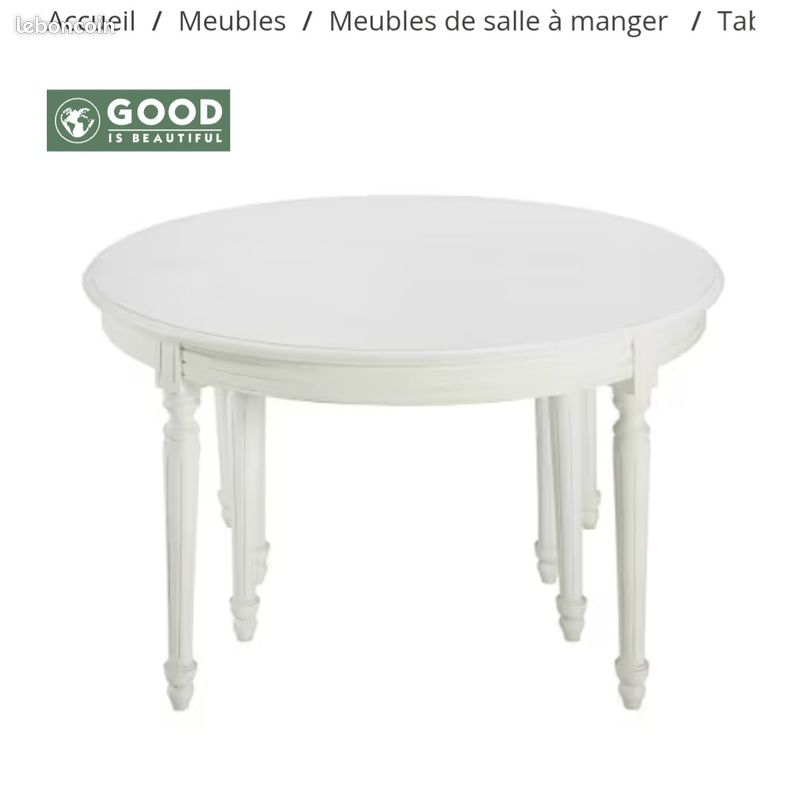 À vendre – Table ronde extensible LOUIS de Maisons du Monde, 4 à 12 personnes – 300 EUR (image 5)