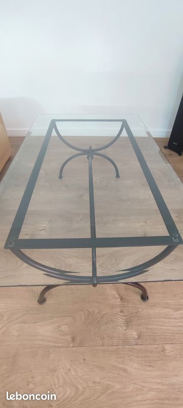 Table basse salon fer forgé et verre (image 3)