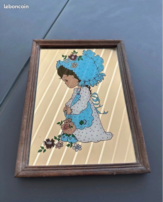 Miroir illustré vintage, objet rare (image 1)