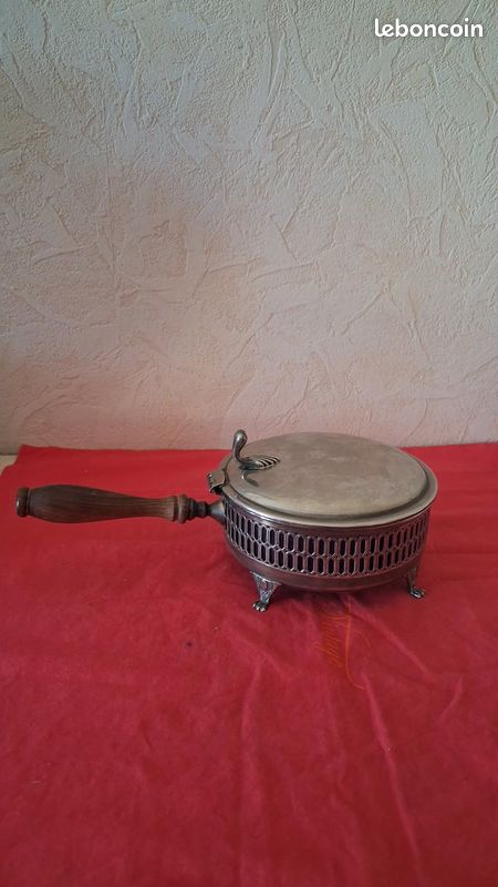 Ancien plat métal argenté et verre (image 1)