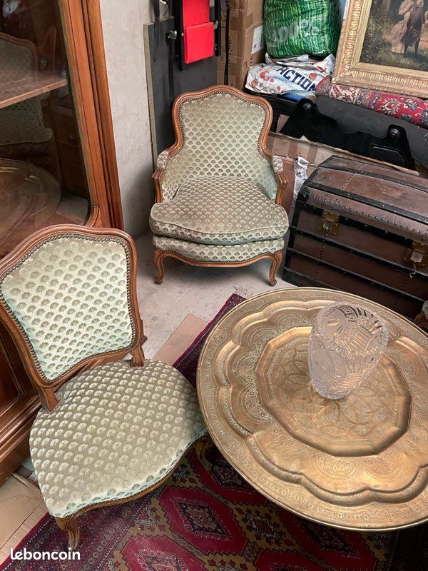 Ensemble de 4 sublimes bergères en velours vintage (image 2)