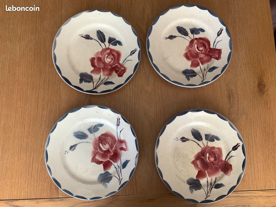 Lot de 4 assiettes plates vintage faïence de LONGCHAMP (image 2)