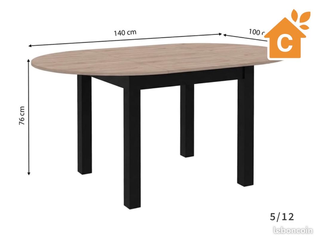 Table de séjour ronde avec rallonge (image 2)