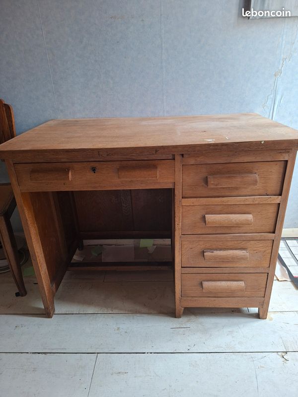 Bureau ancien bois naturel (image 1)