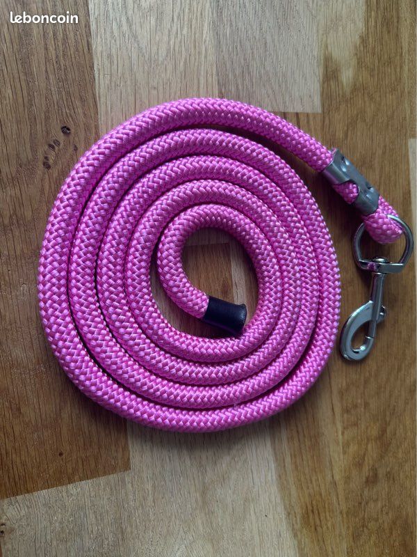 Longe équestre Robuste 4 M – Sangle PP, Mousqueton, Rose Et Noir, Pour Chevaux, Chèvres, Animaux De Compagnie