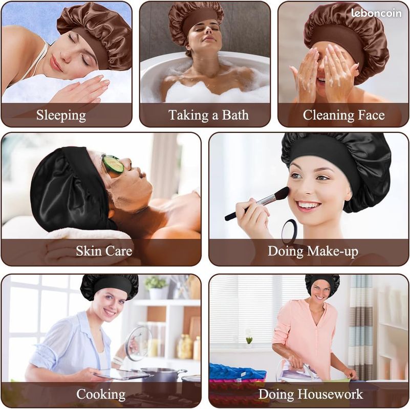 Bonnet De Nuit Satin Coubeau - Protection Cheveux Bouclés Longs Bandeau Élastique