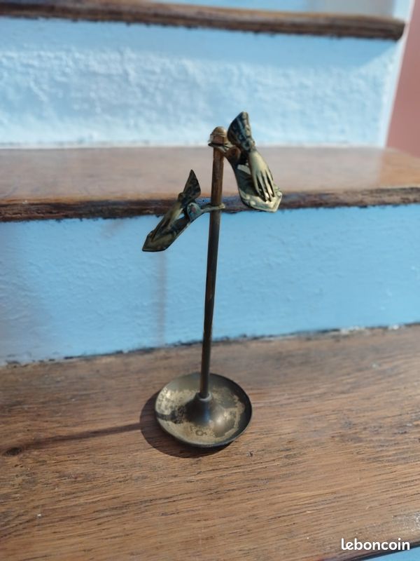 Paire De Poignées De Porte/tiroir Vintage - Verre Taillé Vert, Laiton - Style Victorien