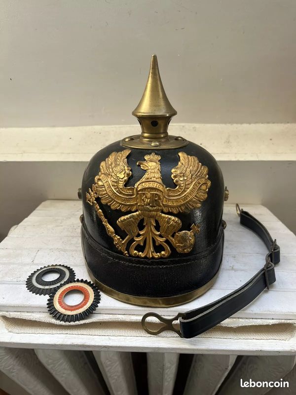 NEUF ALLEMAND PICKELHAUBE Impérial Prussien Noir Casque Prusse Pickelhelmet EUR 91,82 - FR