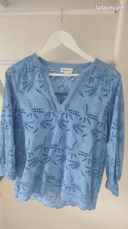 Blouse broderie anglaise bleue maison 123 Vêtements