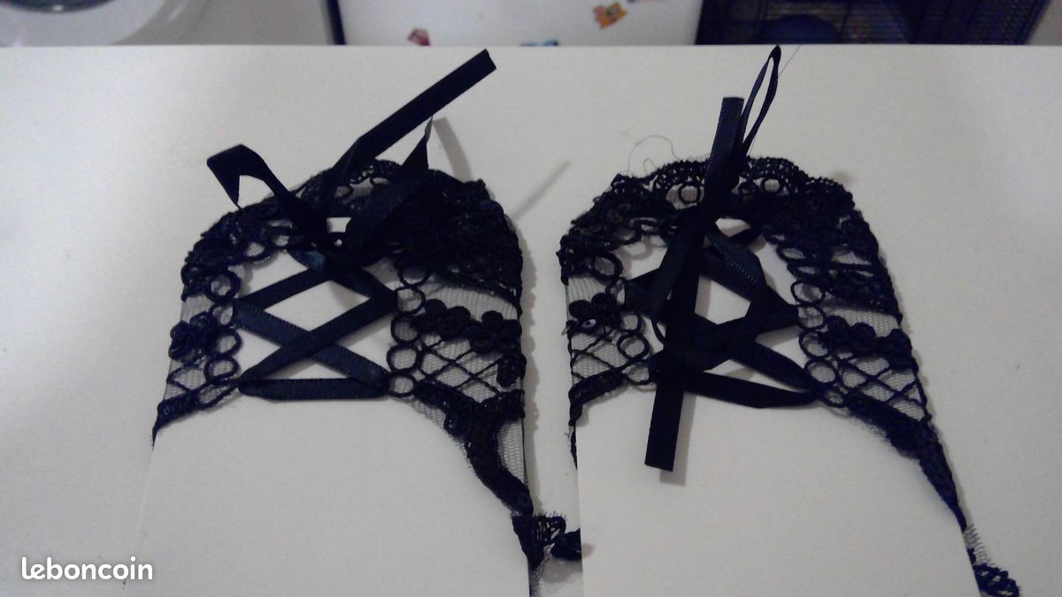 Mitaines En Dentelle Noire - Taille M - Élégance Soirée - Made In France