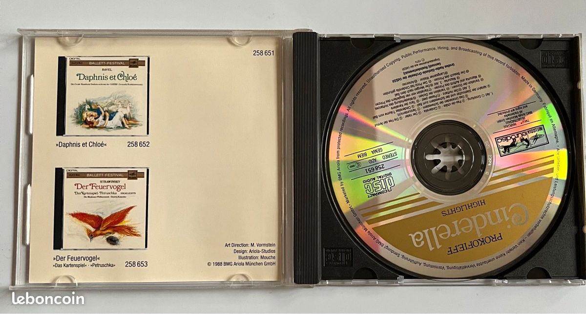 Cd de musique : BALLETT-FESTIVAL MELODIA PROKOFIEFF CINDERELLA HIGHLIGHTS (image 3)