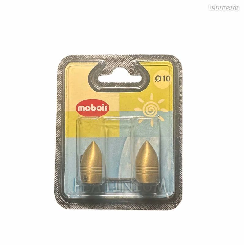 X2 Embouts pour tringles a rideaux Doré Mobois Laiton Mat diamètres 10mm Neuf (image 1)
