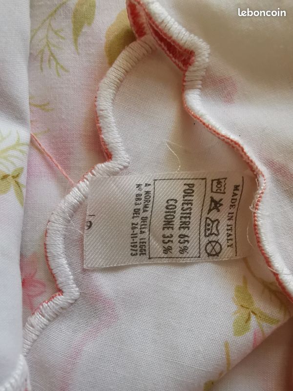 Nappe blanche fleurie rose et verte (image 4)