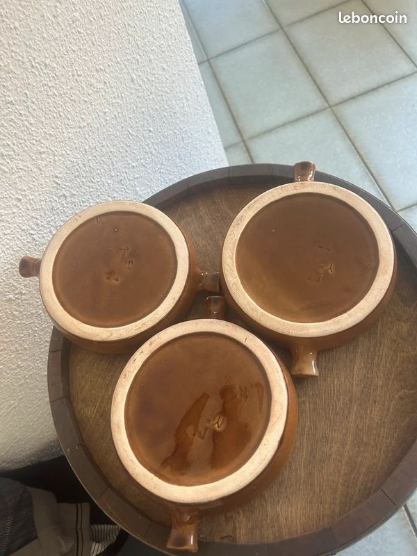 Lot de 3 plats à escargots vintage en grès (image 5)