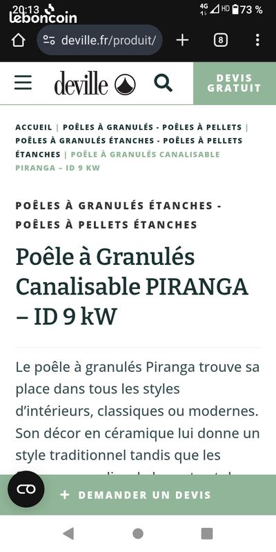 Poêle à pellets Deville NEUF (image 2)