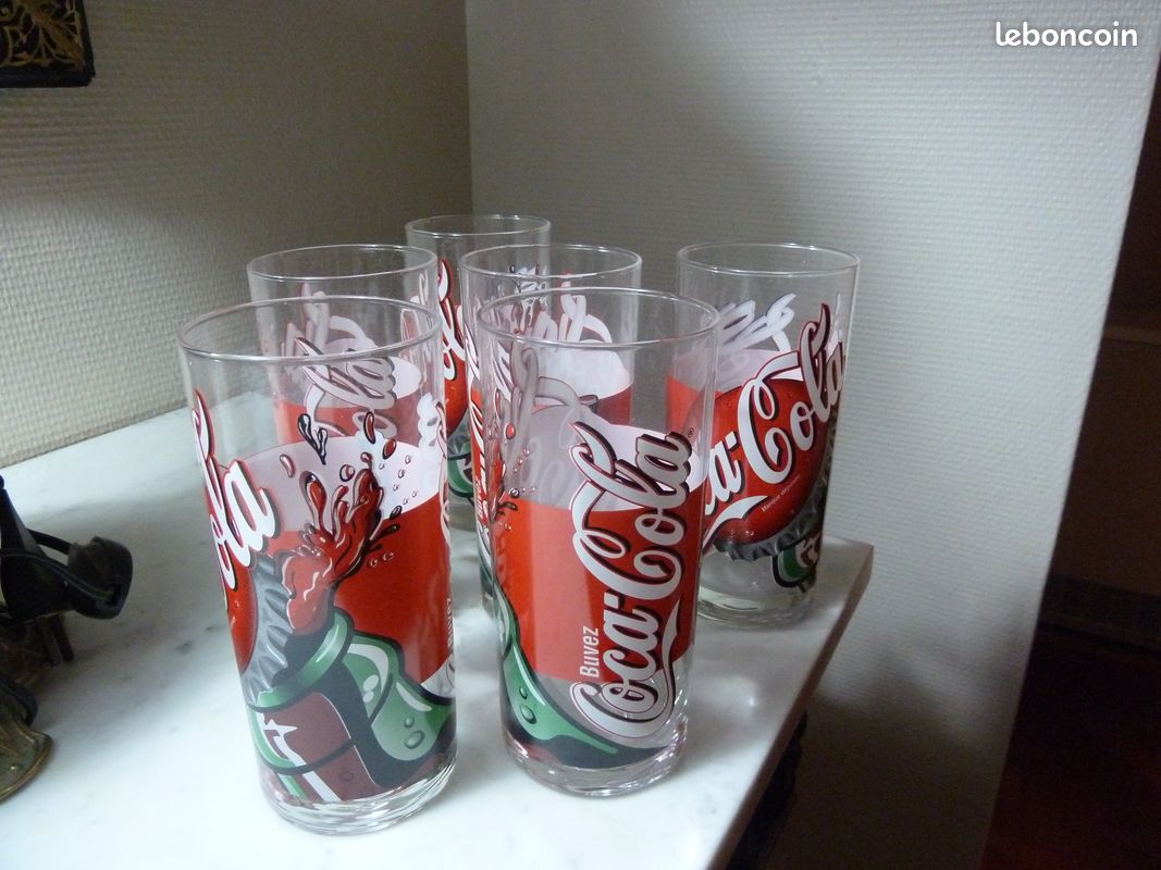 Lot de 6 grand verres ancien coca cola serie limitee (image 1)