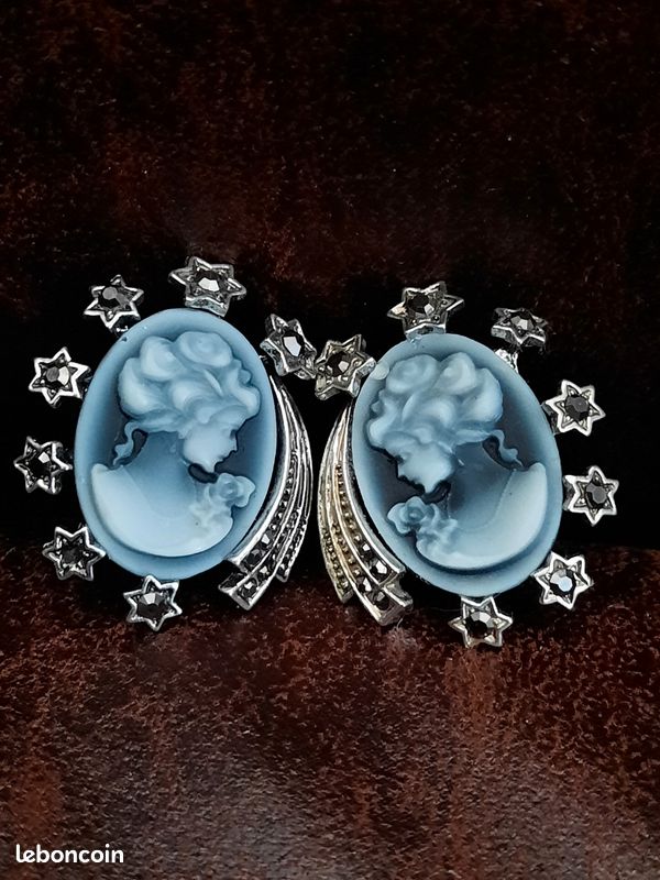 Bijou fantaisie boucles d'oreilles camée (image 1)