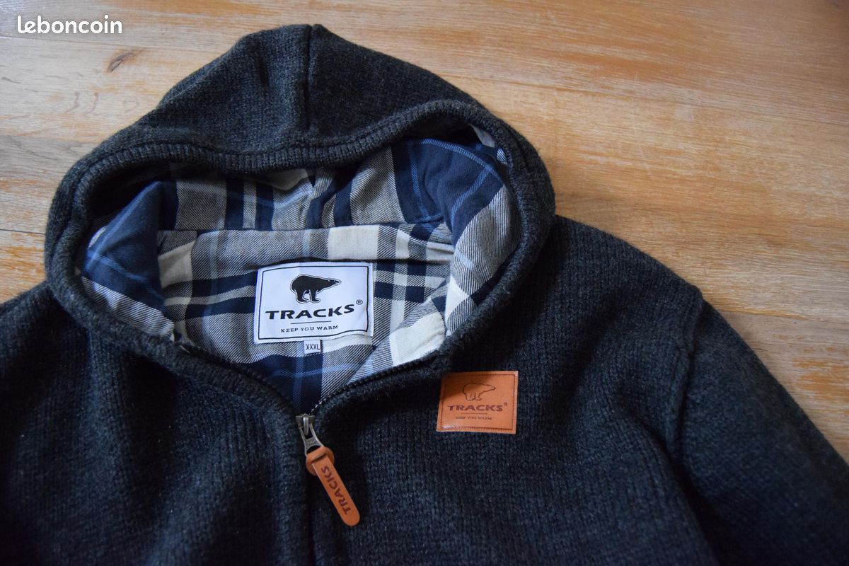 Pull homme full zip gris en cachemire et laine