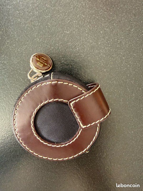 Porte-monnaie LANCEL Paris rond cuir & toile – boîte + pochon (image 2)